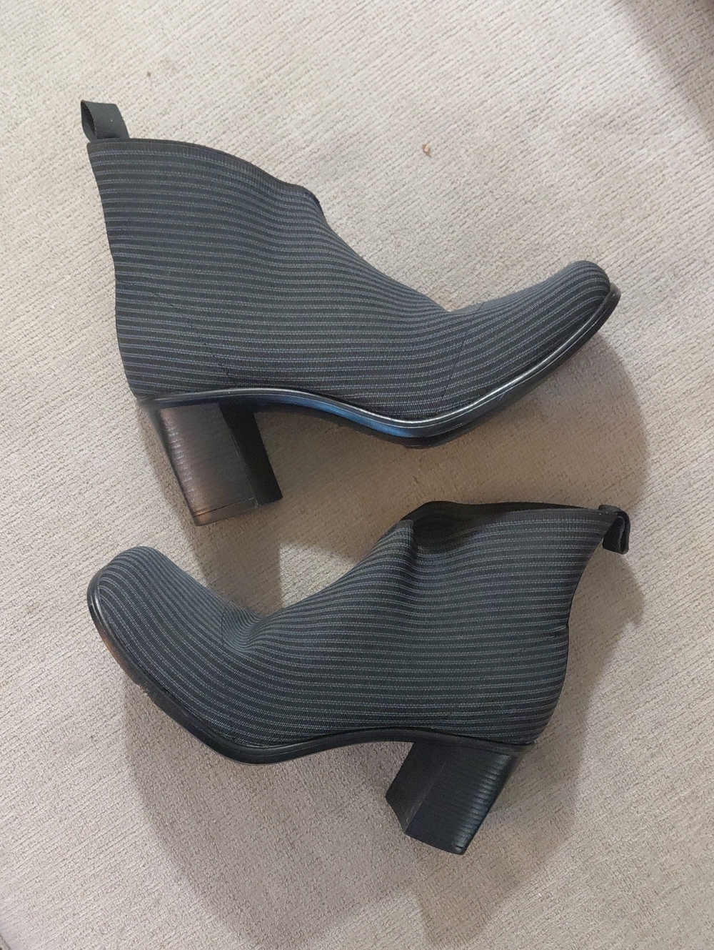 CHARLESTON SHOE CO. Black And Gray Pinstripe Ankle Booties
